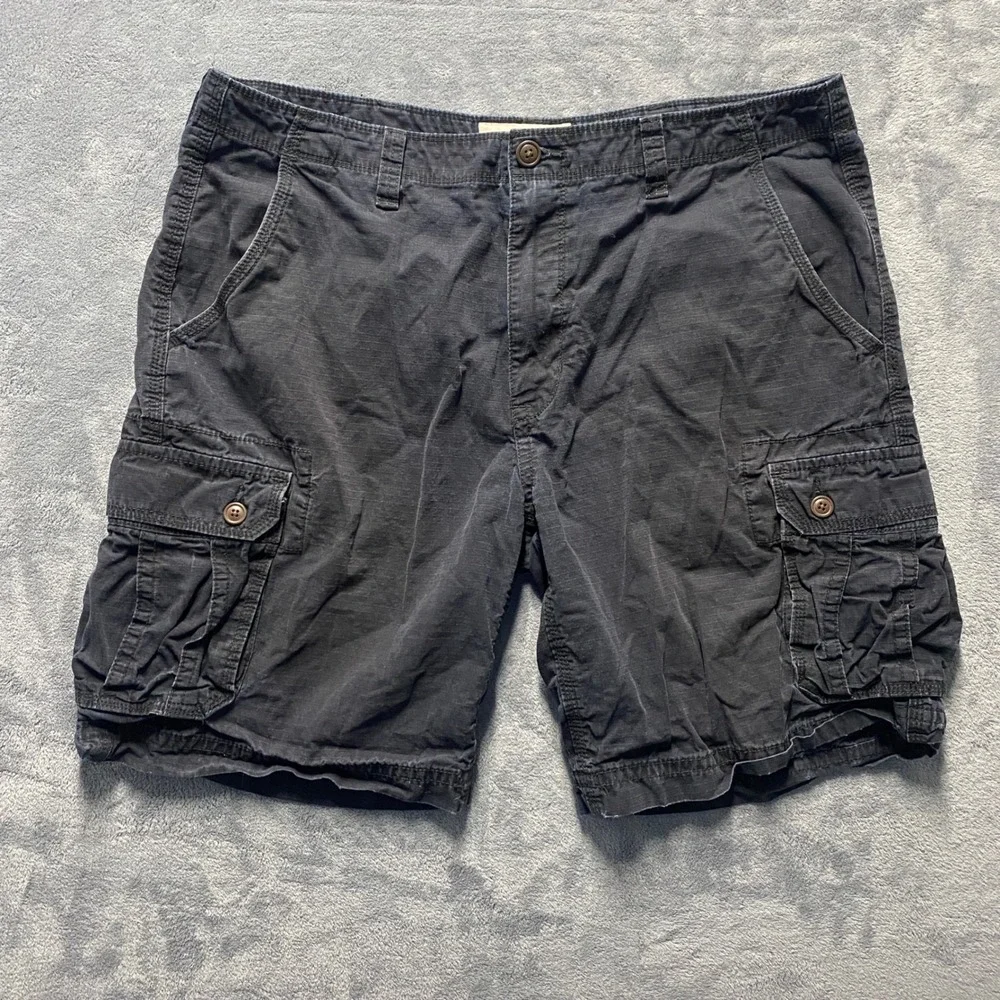 Arizona Jean Co Shorts Mens 38 Black Cargo Ripstop Cotton Utility Outdoor Baggy